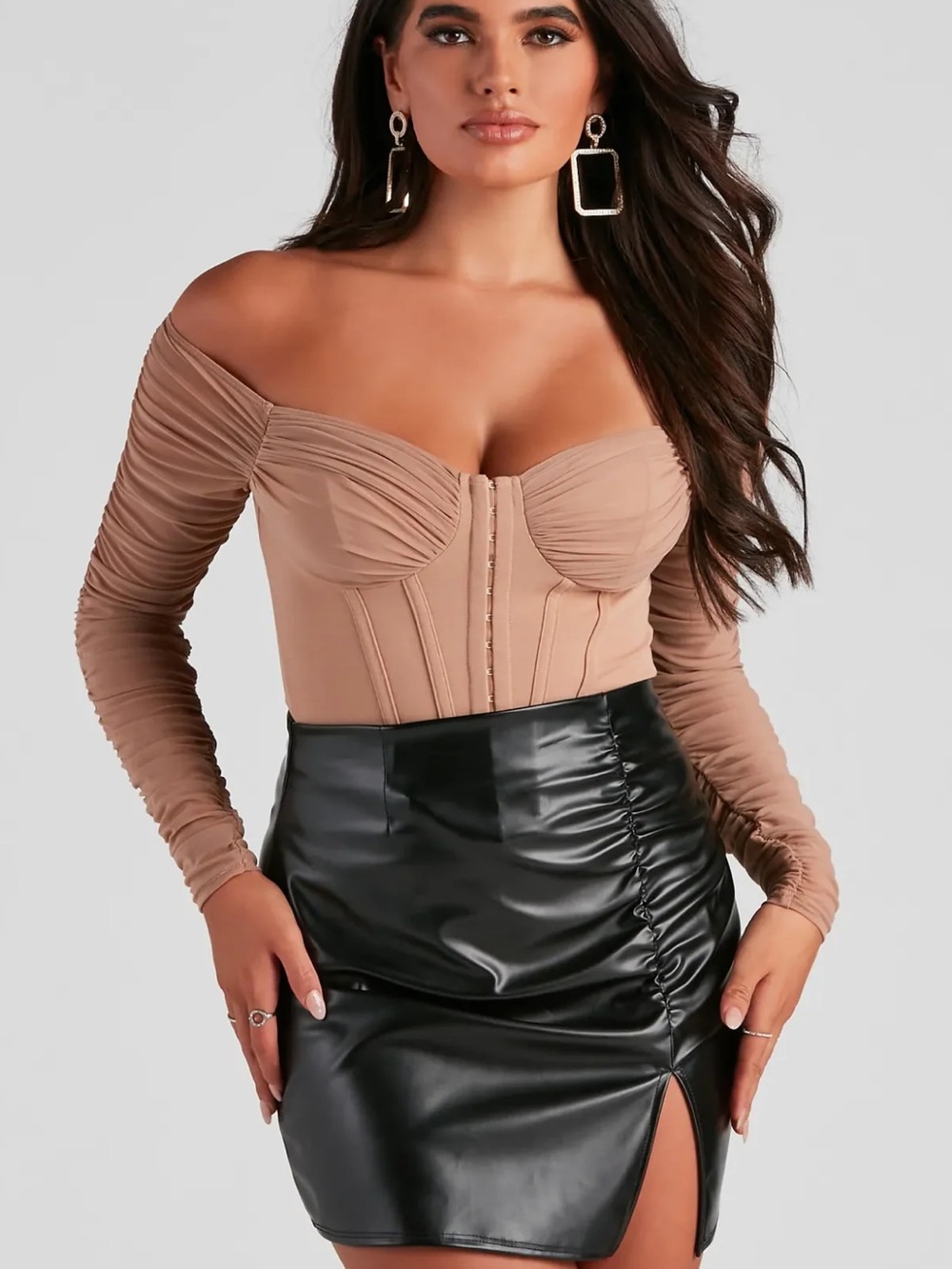 Windsor Ruched Moment Cropped Nude Bustier (M)